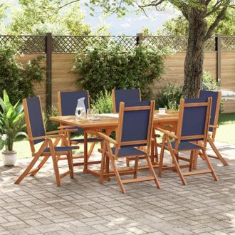 vidaXL Juego Comedor De Jard&iacute;n 7 Pzas Madera Maciza Acacia Y Textileno Vidaxl