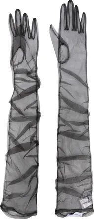 Ioana Ciolacu sheer long-length gloves - women - Polyester - XS/S - Black