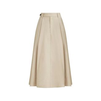 Brunello Cucinelli Sartorial Button Midi Skirt