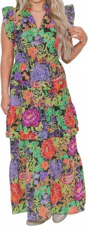 THML Clothing Floral Tiered Maxi Dress In Multi