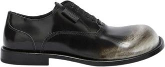 Moschino Schoenen, Heren, Zwart, 42 EU, Leer, Tweekleurige Geborstelde Kalfsleren Veterschoenen