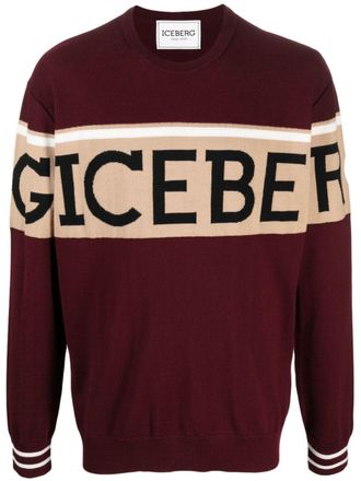 Iceberg logo intarsia-knit jumper - men - Virgin Wool - M - Red