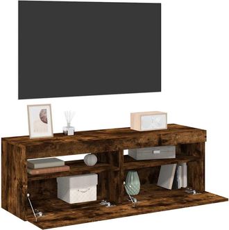 vidaXL Vidaxl - Muebles De Tv Con Luces Led 2 Uds Roble Ahumado 60x35x40 Cm