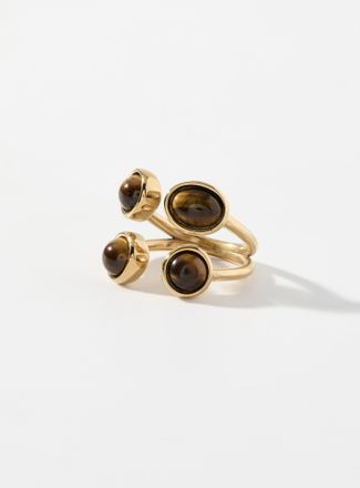 Simons Womens Amber stone double-hoop open ring