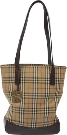 Burberry Nova Check Beige Canvas Tote Bag (Pre-Owned)