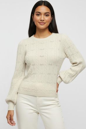 Only Strickpullover ONLY ONLKATIA LS STRUCTURE O-NECK PULL CC KNT, Damen, Gr. XL, babys breath, Strick, Obermaterial: 50% Viskose, 27% Nylon, 23% Polyester