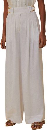 Farm Rio Farm Rio Linen-Blend Off-White Linen Low Waist Pants
