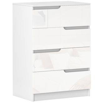 HOMCOM 4 Drawer Chest Of Drawers For Bedroom - 60 X 40 X 85cm - White | TJ Hughes