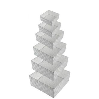 Trade Shop Trade Shop - Copy Of 6 Pz Scatola In Tessuto Contenitori Organizer Bagno Armadio Grigio Chiaro 79072