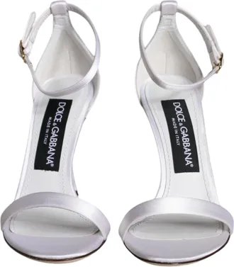 Dolce & Gabbana White KEIRA Heels Ankle Strap Sandals Womens Shoes (Pre-Owned)