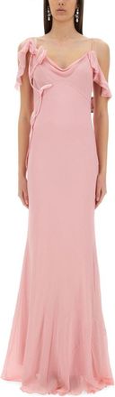 Self Portrait Long Dress With Floral Appliqu&eacute;s-Donna
