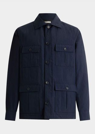 Bally Overshirt in Nylon in Blue at Nordstrom, Size 50 Eu