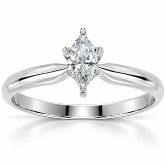 Pompeii3 1/4ct Solitaire Marquise Diamond Engagement Ring 14K White Gold Size Selectable