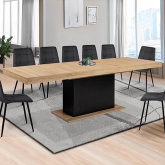 IDMarket Mesa De Comedor Extensible Eden 8-12 Personas Madera Y Negro 200 - 250 Cm
