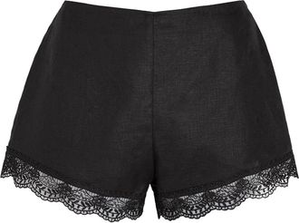 Staud Lace-trim Linen Shorts - Black - S (UK8-10 / S)