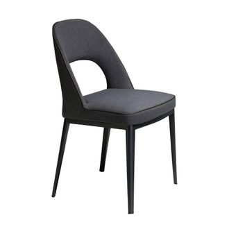 Angel Cerd&aacute; Dark Grey Fabric Dining Chair with Black Steel Legs