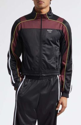 Martine Rose Shrunken Track Jacket in Black Burgundy at Nordstrom, Size X-Large