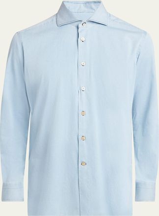 Kiton Mens Chambray Modern Fit Button-Down Shirt