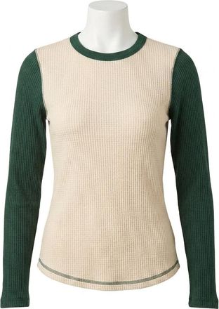 Faherty Apres Waffle Layering Crew Top In Seamoss Varsity