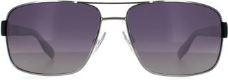HUGO BOSS Wrap Mens Ruthenium grijze gradi&euml;nt gepolariseerde zonnebril