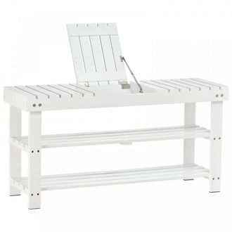 HOMCOM MDF Hidden Storage Slatted Shoe Rack White - Home Living | TJ Hughes