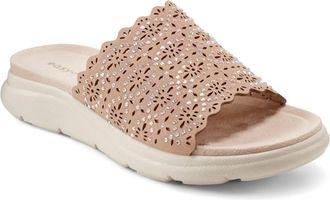 Easy Spirit Alora Sandal Women Light Natural Rhinestone Slip On Slide GAL2161