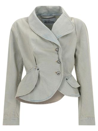 Vivienne Westwood Neutrals Stormy Denim Asymmetrical Peplum Jacket