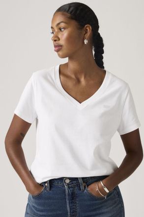 Levi's Camiseta de algod&oacute;n con cuello de pico Favorite - Mujer - XL - Blanco / Bright White