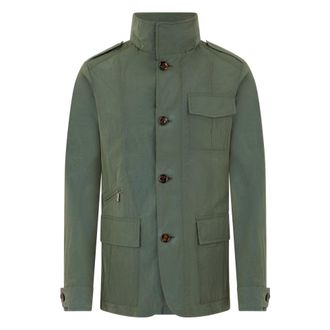 Moorer Light Jackets, male, Green, Size: M Button-Front Jacket