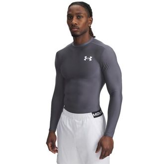 Under Armour Mens Heatgear OG Compression Long Sleeve - Castlerock/White Size 3XL