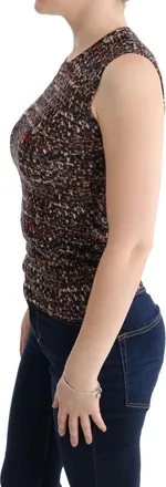 Dolce & Gabbana Womens Multicolor Print Knit Top Wool T-Shirt Virgin