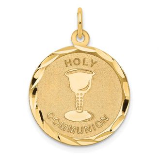 Diamond2Deal 14k Yellow Gold Holy Communion Disc Pendant
