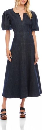 Karen Kane Denim Puff Sleeve A-Line Dress at Nordstrom, Size X-Small