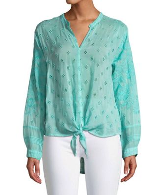 Johnny Was Hunter Tie Front Blouse In Bright Eye