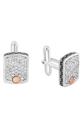 Effy Sterling Silver & 18K Gold White Sapphire Cuff Links at Nordstrom Rack