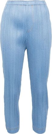 Pleats Please Issey Miyake Pantaloni denim - Blu