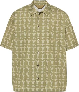Moncler logo-print cotton shirt - men - Cotton - L - Green