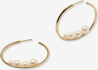 Otiumberg Creolen aus vergoldetem Silber mit Perlen Large Pearl Hoops