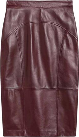 Max Mara Gonna Tubino - Dames - Leren & Su&egrave;de rokken - Rood - XS - Leer - Rokken
