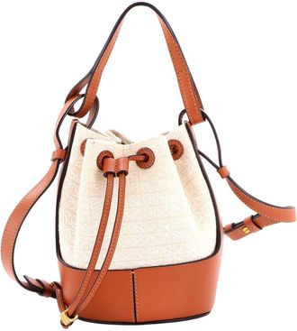 Loewe Beige Canvas & Leather Balloon Bucket Bag Anagram Small (Authentic Pre- Loved)