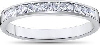 Pompeii3 Princess Cut 1/2ct Diamond Wedding Anniversary 14K Ring White Gold Size Selectable