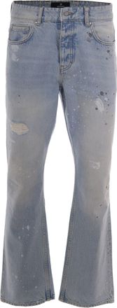 Represent Coastal Blue Painted Wide-Leg Jeans