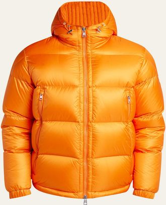 Moncler Mens Quilted Ripstop Down Hooded Jacket