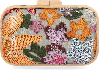 Jessica McClintock Noralee Embroidered Minaud&egrave;re in Tangerine at Nordstrom Rack