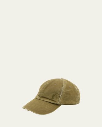 Saint Laurent YSL Washed Denim Baseball Hat