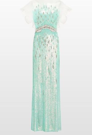 Jenny Packham Magnolia Sequin-Embellished Dress in Seafoam Green at Nordstrom, Size 10 Uk