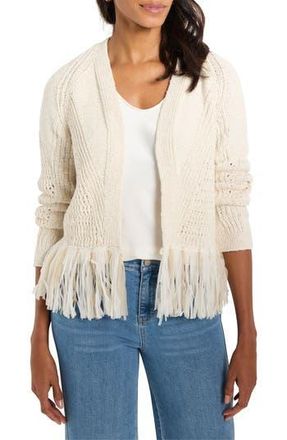 Nic+Zoe Fringe Trim Cardigan in Canvas at Nordstrom Rack, Size Large