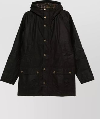 Barbour waxed cotton hooded raincoat