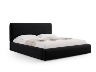 Cosmopolitan Design Cama con cabecero y ba&uacute;l 180x200cm de terciopelo negro