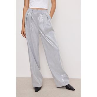Good American Womens Good 90s Sequin Trousers | Heather Grey, Size 15 Plus | Good American by Khlo&Egrave; Kardashian
